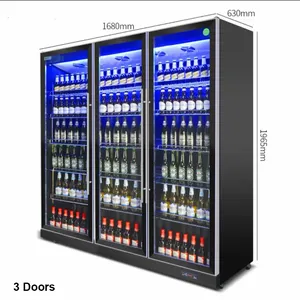 Upright 3 Door Glass Door Air Cooling Beer Display Chiller Beverage Fridge Drink Cooler For Supermarket Bar