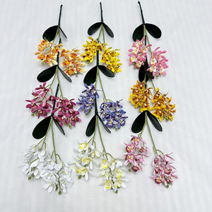Usine de fleurs artificielles Meiyu Craft, orchidée flamme à 2 tiges et 12 têtes, fleurs artificielles en soie pour décorations de mariage et de maison - Product Image 4