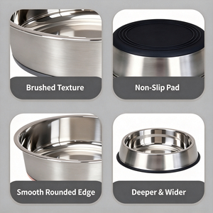 Bol pour chien en acier inoxydable rond, luxueux, moderne, anti-déversement, antidérapant, résistant aux chutes, écologique, portable et léger <span class=keywords><strong>EUR</strong></span> PET - Product Image 3