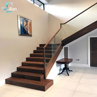 Rampe de balcon en aluminium avec verre trempé pour escaliers extérieurs, design de maison moderne