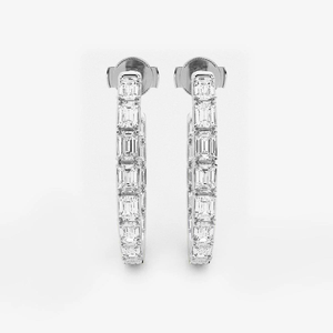 Elegantes Pendientes de Aro con Diamantes Cultivados en Laboratorio de 1 1/2 Quilates, Corte Princesa, con un Brillo Radiante, Joyería de Lujo Ética para Mujer - Product Image 3