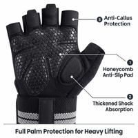 Gants de sport demi-doigts respirants avec coussinets pour l'entraînement, la musculation, le fitness, le cyclisme et le soutien du poignet