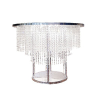 Table de mariage décorative neuve en acier inoxydable avec rideau de perles de cristal lumineuses, table à gâteau 60x75cm, vente directe usine
