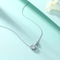 Collier en argent 925 éblouissant avec zircone ronde pour femmes, pendentif CZ brillant plaqué rhodium