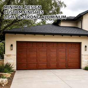 Porte de <span class=keywords><strong>garage</strong></span> sectionnelle automatique en aluminium léger et robuste, effet grain de bois, isolée thermiquement, étanche, personnalisée pour villa - Product Image 1