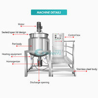 Cuve de mélange à double enveloppe en acier inoxydable à 3 couches, à couvercle ouvert, pour la fabrication de ketchup, de savon liquide, de gel douche, de liquide vaisselle, de shampoing