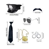 PESENAR Accessoires de costume - Ensemble de 4 pièces : chapeau, moustache et lunettes - Matière polyester pour hommes adultes
