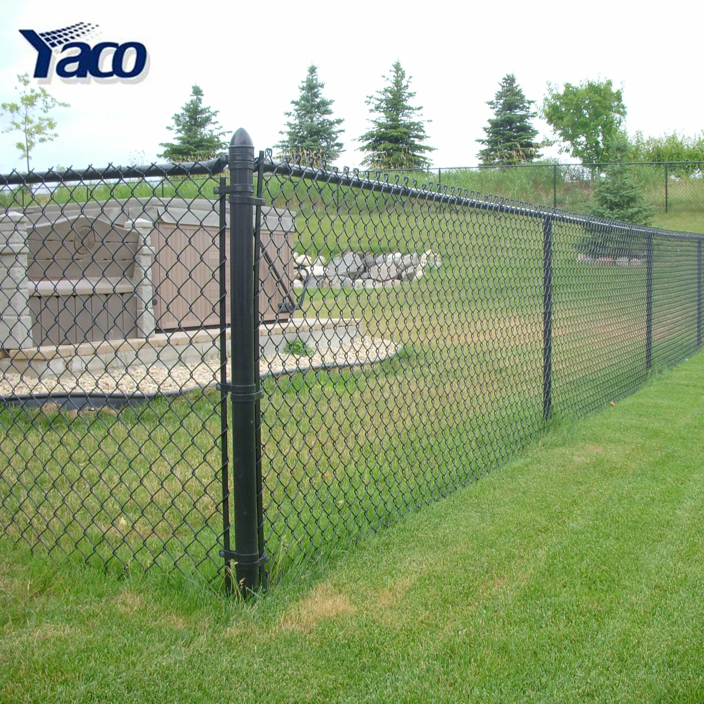 Black pvc coated chain link fence post and accessories galvanized farm chain link fence