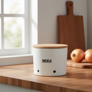 Contenedor para Alimentos con Tapa de Madera de Haya, Diseño Natural, para Guardar Cebollas - Product Image 3