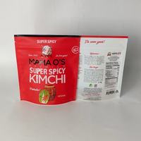 Sachets personnalisés étanches à fermeture éclair pour aliments acides, kimchi coréen, cornichons, avec valve d'air, 12oz 14oz