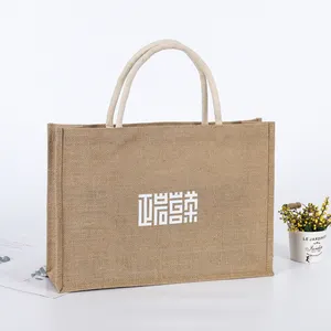 Arpillera en blanco ecológico duradero logotipo personalizado bolsos de regalo comestibles compras Tote bolsas de yute