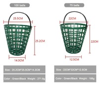 Ventes chaudes Organisateur de rangement pour balles de golf Accessoires Panier en plastique pour balles de golf Contient 100 balles Conteneur pour balles de golf Seau pour terrain de golf
