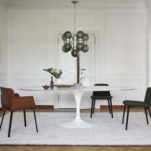 Đen trắng hình bầu dục nối dài xoay <span class=keywords><strong>Tulip</strong></span> hình dạng phòng ăn bảng - Product Image 2