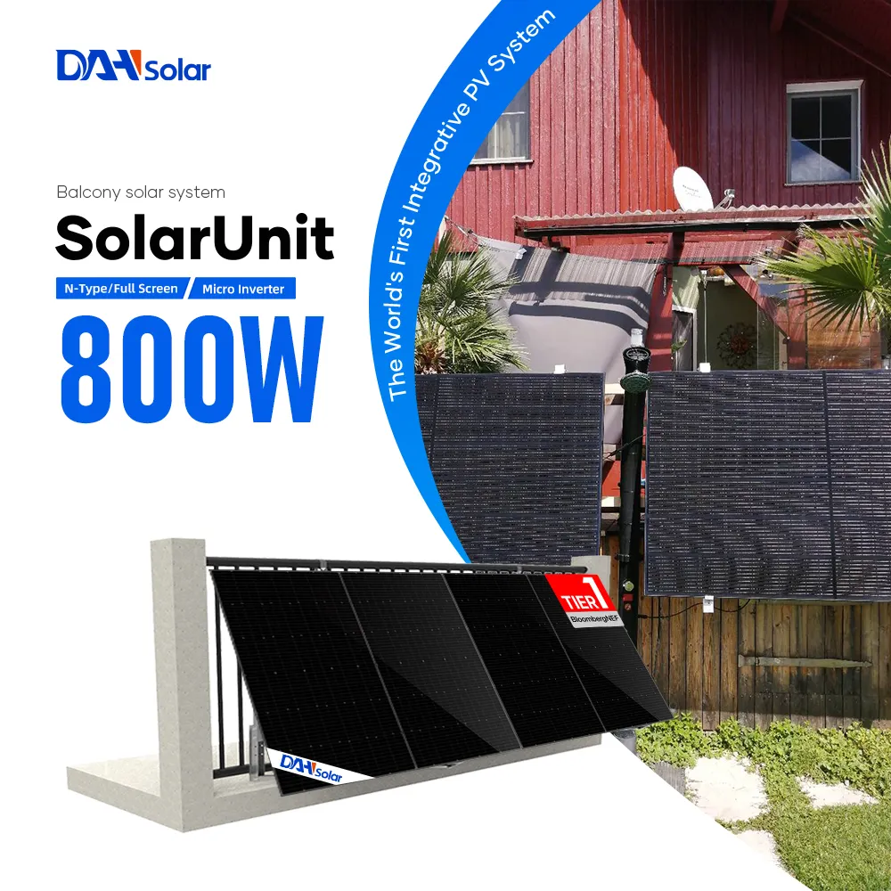 توصيل وتشغيل وحدة طاقة شمسية DAH مع نظام طاقة شمسية من نوع W من الشرفة الكاملة لمعارض الطاقة الشمسية الداخلية