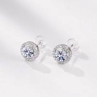 Boucles d'oreilles clous tendance Kacy pour femme, en moissanite taille brillant D couleur VVS 0,5 ct 1 ct, serties griffes en argent sterling 925