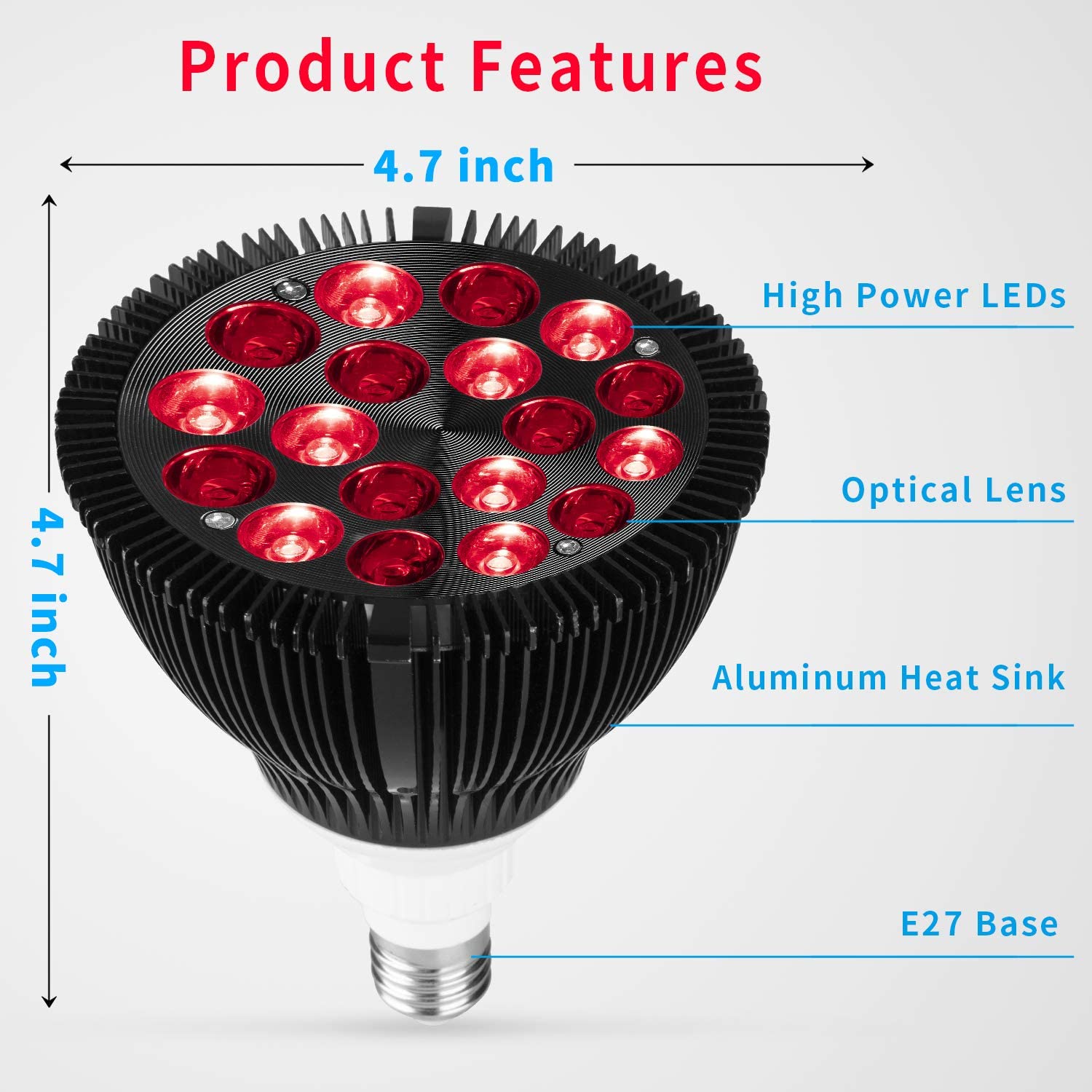 18 LED Infrared Red Light Therapy Device With Socket 660nm Red