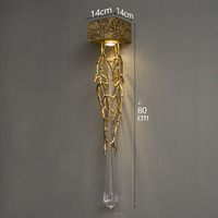American Light Luxury Classic Copper Crystal Branch Décoration intérieure Lampe murale pour chambre à coucher Salon Allée de chevet
