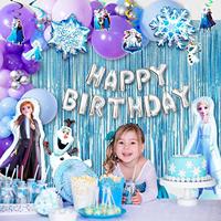 Kar tanesi balon süslemeleri mutlu doğum günü afiş folyo Elsa balonlar kızlar için prenses doğum günü partisi malzemeleri