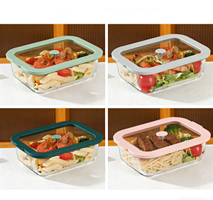 Recipiente Rectangular de Vidrio para Preparación de Comidas con Tapa de Vidrio - Caja de Almacenamiento Hermética para Cocina, Apta para Congelador (Compatible con Horno/Microondas) - Product Image 2