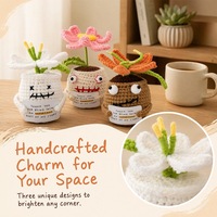 Plantes en pot d'Halloween personnalisées et mignonnes, fleurs artificielles en crochet faites à la main pour le soutien émotionnel, ornement de pot de fleurs pour la décoration de la maison et du bureau
