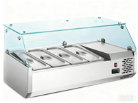 Réfrigérateur-congélateur portable de comptoir en acier inoxydable de 1,8 m à étagères réglables pour usage commercial, idéal pour la présentation de garnitures de pizza et de salades