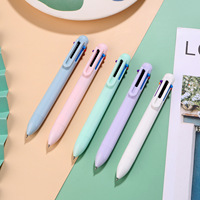 Stylo bille rétractable multicolore pastel Macaron 4 en 1, encre quatre couleurs, stylo à clic en plastique