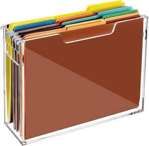 بالجملة منظم ملف سطح المكتب الاكريليك الشفاف اليدوية مع مقبض - Product Image 5