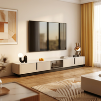 Nouveau modèle 2024 : Ensemble meuble TV et table basse en bois, style italien minimaliste et moderne, écologique et durable, idéal pour les petits espaces.