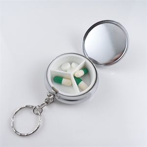 Boîte à pilules porte-clés porte-clés porte-clés porte-clés porte-clés porte-clés de voyage en métal avec logo personnalisé - Product Image 4