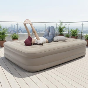 Makkelijk op te bergen opvouwbaar luchtbed queensize, opblaasbaar dubbel hoog automatisch campingluchtbed met ingebouwde pomp - Product Image 3