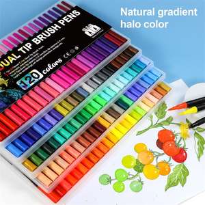 Акварельная живопись, художественная маркерная ручка, 120 цветов, двойной наконечник, мягкая Акварельная кисть, набор кистей для рисования, книга - Product Image 4