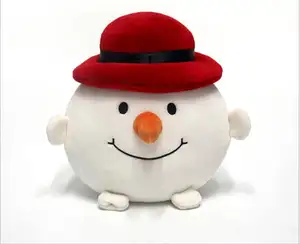 ตุ๊กตายัดนุ่นรูปมนุษย์หิมะสีขาวน่ารักสำหรับเทศกาลคริสต์มาสปรับแต่งได้ของเล่นตุ๊กตาซานตาคลอส