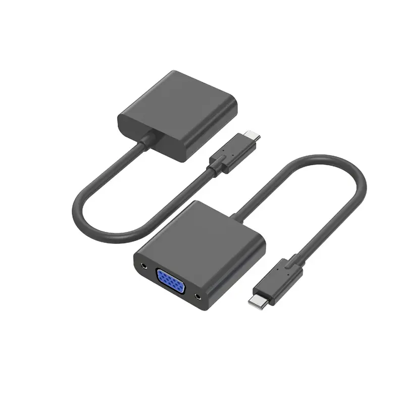 Adaptor konverter kabel Video, ABS 1080P Tipe C 31 Tipe C USB C laki-laki ke VGA perempuan