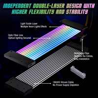 Accesorios para PC, Kit de Cables de Extensión ARGB para Fuente de Alimentación, Tira de Luces LED de Neón DC para PC Gaming |   Sincronización de Placa Base de 24 Pines/8 Pines, 5V 3 Pines
