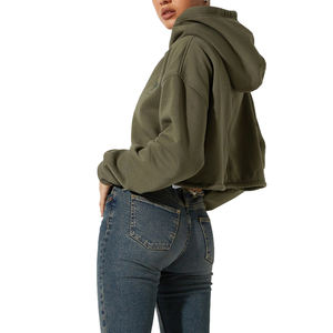 Sudadera Corta Deportiva de Yoga con Hombros Caídos para Mujer, Sudadera con Capucha de Forro Polar, Informal, con Cordón, Gruesa, con Cremallera, para Mujer - Product Image 5