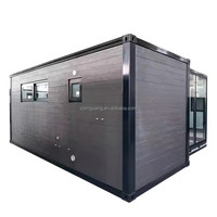 Extérieur Conteneur extensible Maison préfabriquée Mur rideau en verre poussoir préfabriqué en acier et panneau sandwich latéral