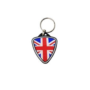 Union Jack Shield portachiavi moto nero moda in lega di metallo con stampa UV digitale foto regalo portachiavi - Product Image 1