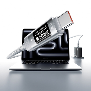 Câble USB-C Toocki multi-scénarios 240W avec écran OLED, transfert <span class=keywords><strong>de</strong></span> données 480 Mbps, puce E-Marker, longueur 1m/2m pour usage domestique, bureau, canapé, <span class=keywords><strong>lit</strong></span> - Product Image 1