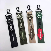 Lanières porte-clés contemporaines en nylon tissé sur mesure avec étiquettes logo en silicone imprimées en typographie, sangles de sac portables et élégantes pour clés