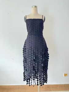 Abito Midi Casual di Alta Qualità in Tessuto Antistatico con Spacco Francese e Collo Halter, Novità Autunno 2025, Senza Maniche, Forma Irregolare, Giallo - Product Image 6