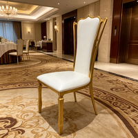 Chaise de banquet de mariage de luxe en acier inoxydable doré à dossier haut, chaise de salle à manger rembourrée, chaise de réception pour hôtel, restaurant, événement