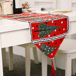ผ้าปูโต๊ะพิมพ์ลายแจ็คการ์ดผ้าลินินผ้าฝ้ายทอลายล้างทำความสะอาดได้สำหรับเทศกาลคริสต์มาสมี4สีหลายสี - Product Image 4