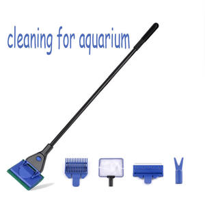 Ensemble de nettoyage d'<span class=keywords><strong>aquarium</strong></span> en verre 5 outils dans un ensemble brosse filet à poisson pelle à gravier pince à herbe dissolvant d'algues - Product Image 2