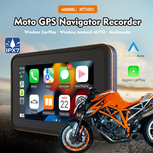 Reproductor Multimedia Inalámbrico Portátil con Pantalla Táctil BT de 5 Pulgadas para Motocicleta y Automóvil, DVR para Automóvil a Prueba de Agua con Cámaras Duales - Product Image 3