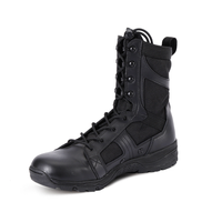 Bottes tactiques noires pour hommes, en cuir imperméable, avec lacets longs en caoutchouc, protection anti-perforation, semelle extérieure à double densité