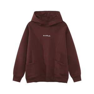 Gilet con cappuccio da uomo in cotone tinta unita, con motivo a lettere, in pile pesante, pullover casual ampio per l'autunno - Product Image 5
