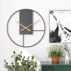 Minimalist Round Metal <b>Wall</b> <b>Clock</b> <b>Silent</b> Quartz Analog Battery Powered Decorative Timepiece for Living Room Office - Product Image 2