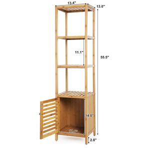 Support de rangement personnalisé d'usine avec porte <span class=keywords><strong>en</strong></span> bambou <span class=keywords><strong>Meuble</strong></span> <span class=keywords><strong>pour</strong></span> vasque de salle de bain Présentoir à 4 niveaux <span class=keywords><strong>en</strong></span> bambou - Product Image 2