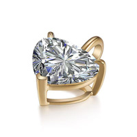 Ciondolo in Oro 18K con Diamante Coltivato in Laboratorio, Minimalista, alla Moda, a Tre Griffe, Versatile, Taglio a Cuore, Gioielli Raffinati da Donna, Collana con Ciondolo Charm