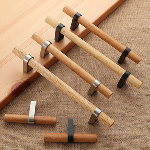 مقبض خشبي صلب فاخر وعصري مضاد للصدمات لأبواب خزائن المطبخ والأدراج وخزائن الملابس - Product Image 1